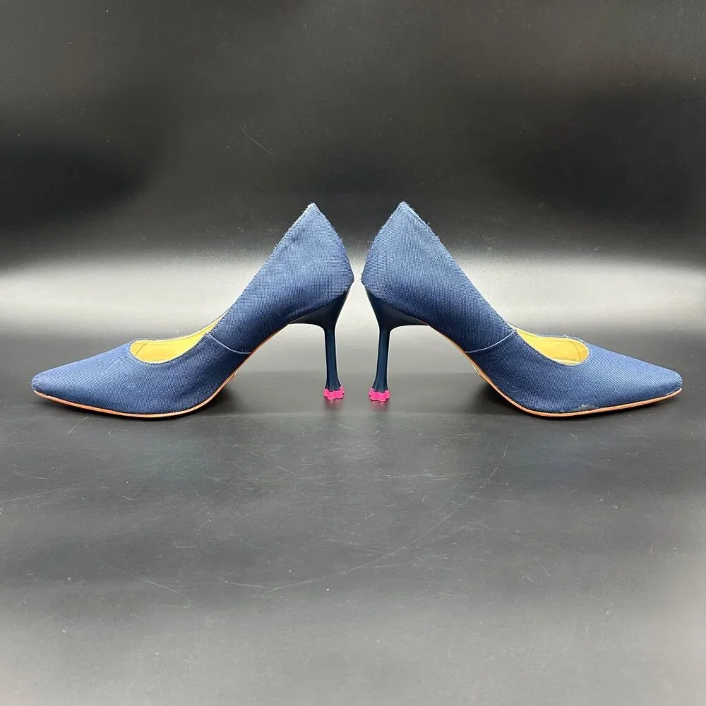 Claire Flowers Navy Blue Pointed Toe Heels Pumps Womens Size 7 Pointed Toe - Picture 4 of 14